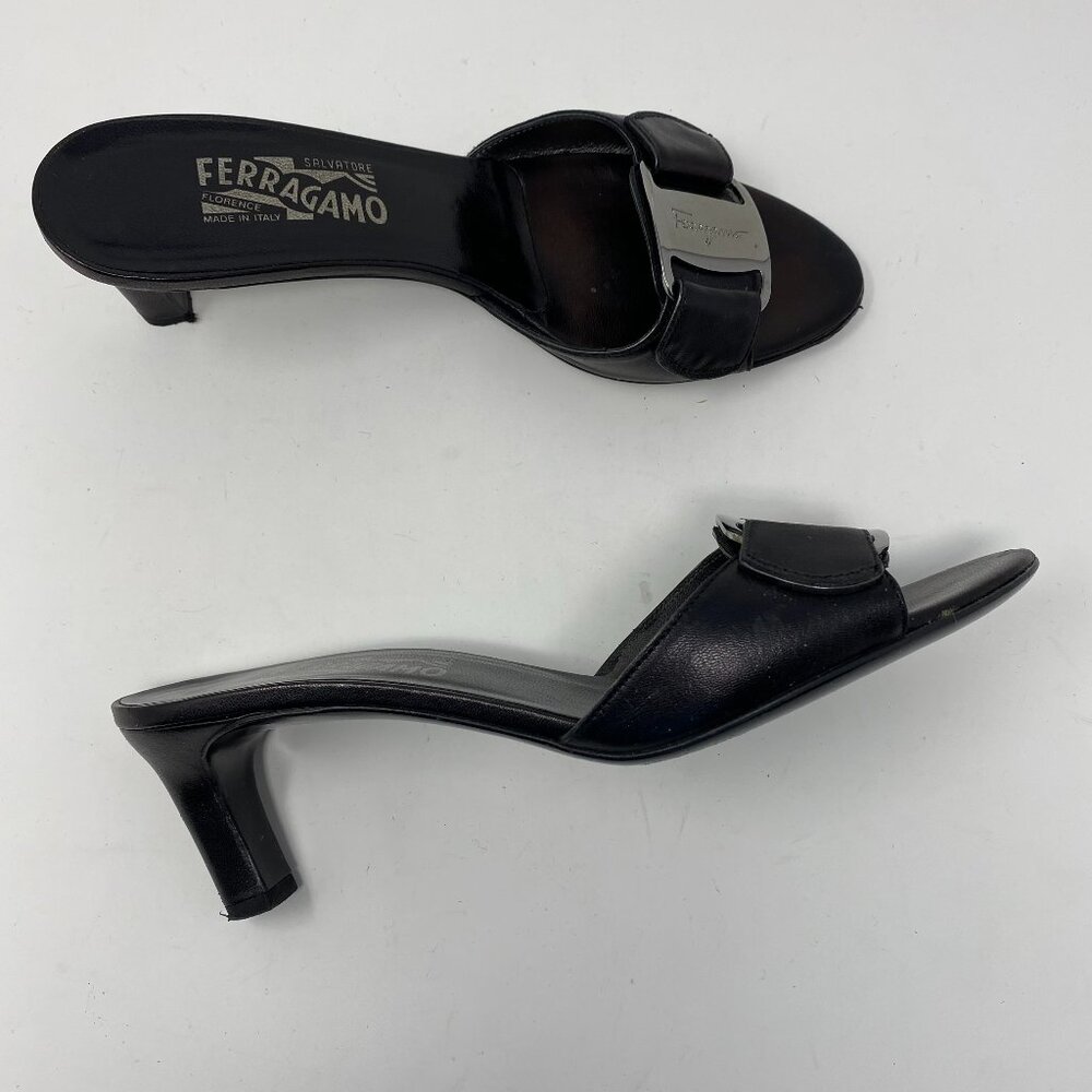salvatore ferragamo slip on leather mules
